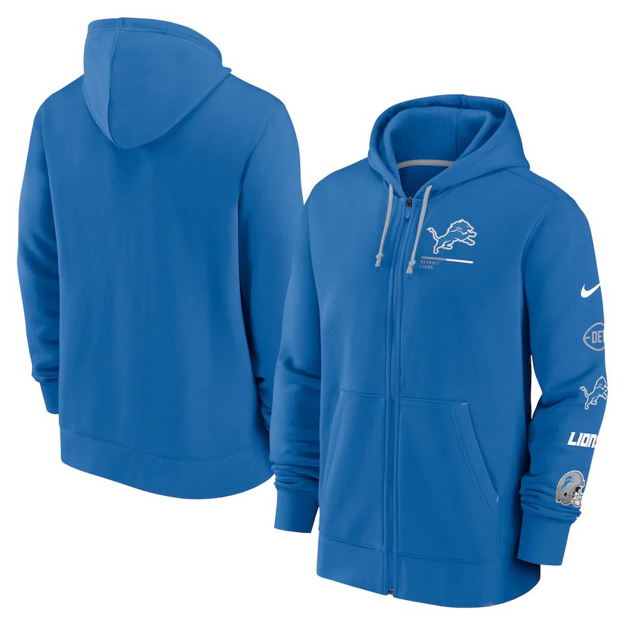 Men Detroit Lions nike blue surrey full zip hoodie